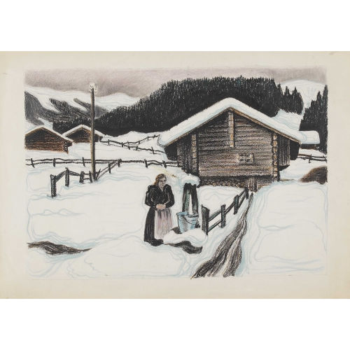 FRED STAUFFER : Bergb�uerin am Brunnen (DOBIASCHOFSKY AUKTIONEN AG)