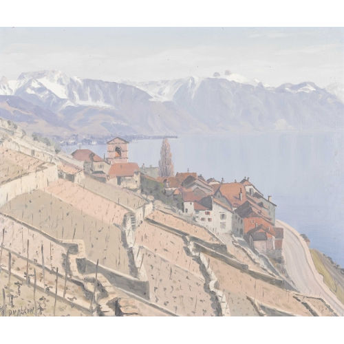 ALBERT DUPLAIN : Das herbstliche Saint-Saphorin am Genfersee (DOBIASCHOFSKY AUKTIONEN AG)