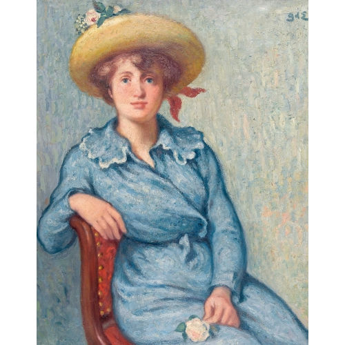 GEORGES D′ ESPAGNAT : Jeune fille en bleu � la rose (DOBIASCHOFSKY AUKTIONEN AG)