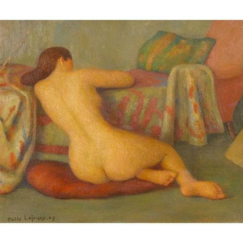 �MILE LEJEUNE : Nu assis au coussin rouge (DOBIASCHOFSKY AUKTIONEN AG)