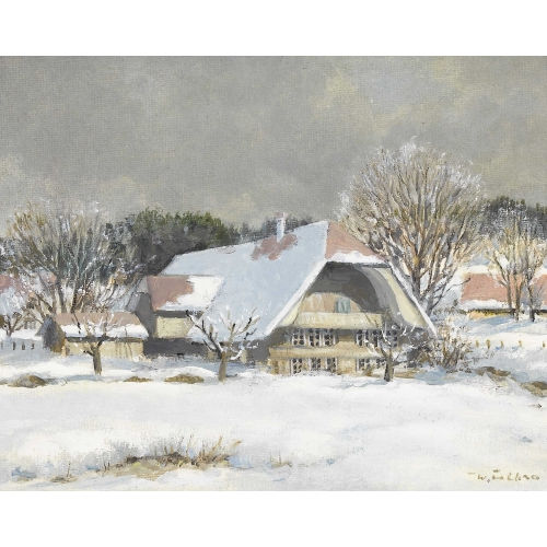 WALTER) FELBRA (EIGTL. FELLER-BRAND : Winterlandschaft mit Berner Haus (DOBIASCHOFSKY AUKTIONEN AG)