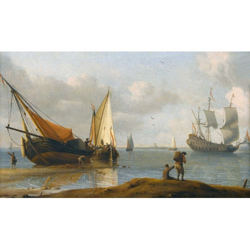 AERNOUT SMIT : K�stenlandschaft mit Segelschiffen und Staffage (DOBIASCHOFSKY AUKTIONEN AG)