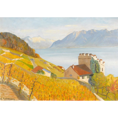 LEO ANDENMATTEN : Le Lavaux avec la Tour de Marsens (DOBIASCHOFSKY AUKTIONEN AG)