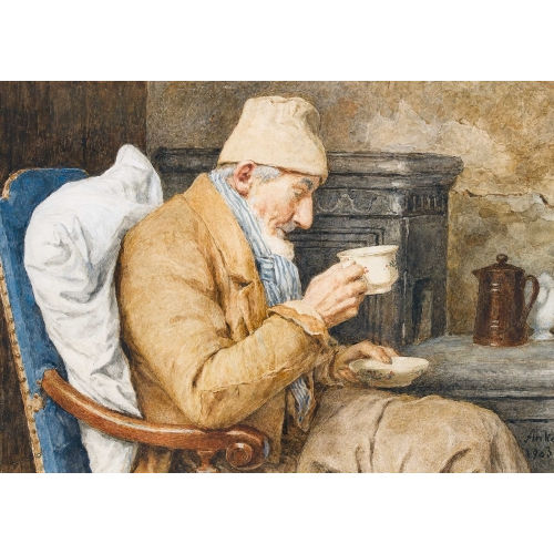 ALBERT ANKER : Grossvater mit Kaffeetasse (DOBIASCHOFSKY AUKTIONEN AG)