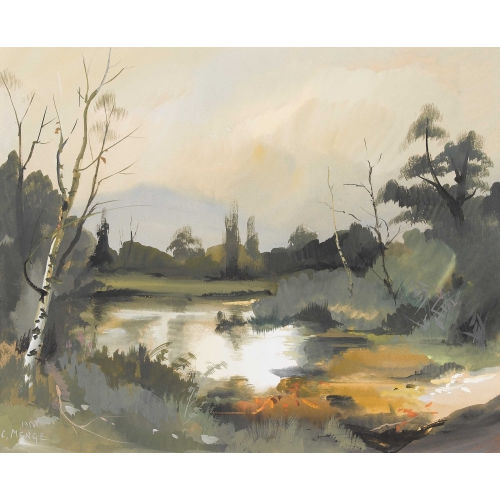 CHARLES MENGE : Herbstlandschaft mit Teich (DOBIASCHOFSKY AUKTIONEN AG)