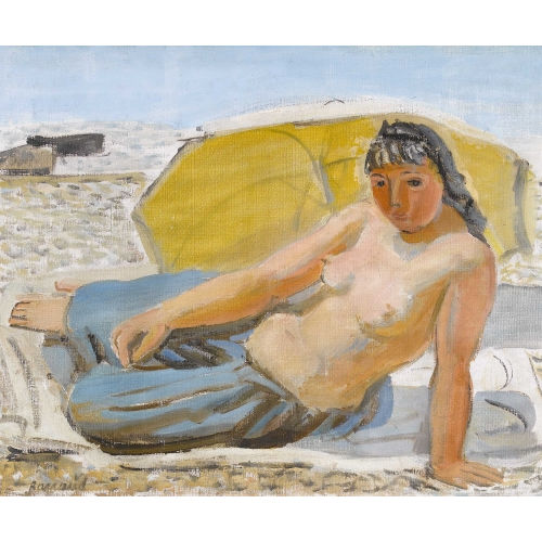 MAURICE BARRAUD : Liegender Halbakt mit Sonnenschirm (DOBIASCHOFSKY AUKTIONEN AG)