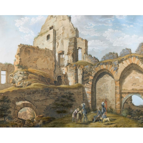 ABRAHAM LOUIS RODOLPHE DUCROS : Ritter in Ruinenlandschaft (DOBIASCHOFSKY AUKTIONEN AG)