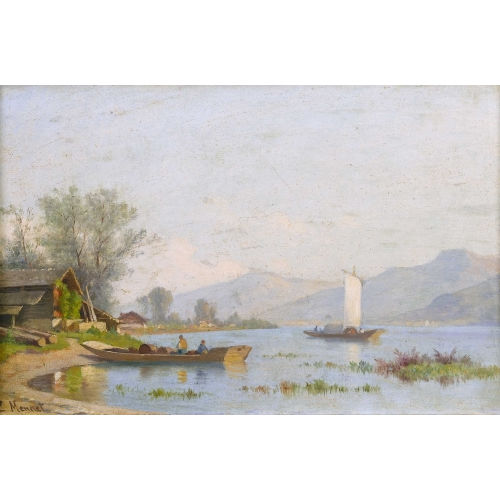 LOUIS MENNET : Sommerliche Seeuferpartie (DOBIASCHOFSKY AUKTIONEN AG)