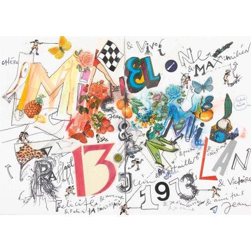 JEAN TINGUELY : 'Ch�re Micheline & Maximilien & Milan 13 Juin 1973' (DOBIASCHOFSKY AUKTIONEN AG)