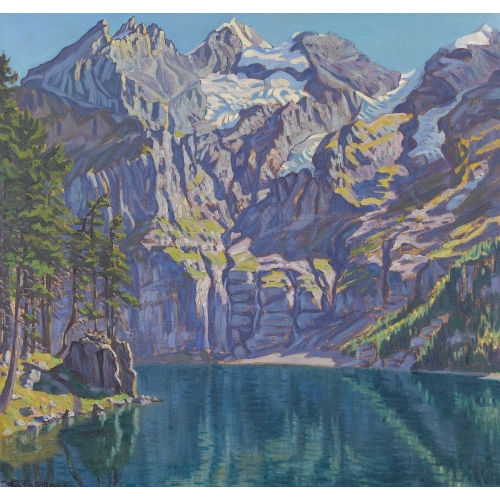 WALDEMAR THEOPHIL FINK : 'Herbstmorgen am Oeschinensee' (DOBIASCHOFSKY AUKTIONEN AG)