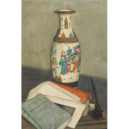 AIM� VICTOR BARRAUD : Stillleben mit B�chern und asiatischer Vase (DOBIASCHOFSKY AUKTIONEN AG)