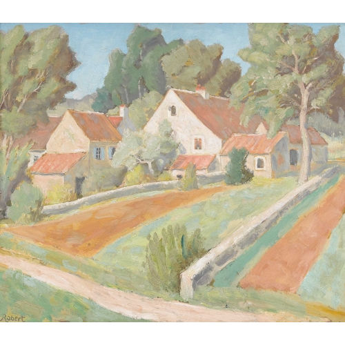 PAUL TH�OPHILE ROBERT : Sommerlandschaft mit Bauernh�usern (DOBIASCHOFSKY AUKTIONEN AG)