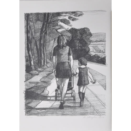 ALBERT SCHNYDER : Frau mit Kinderwagen (DOBIASCHOFSKY AUKTIONEN AG)