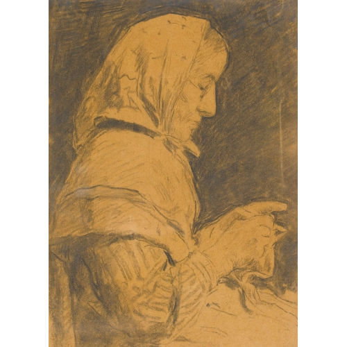 ALBERT ANKER : Strickende alte B�uerin (DOBIASCHOFSKY AUKTIONEN AG)
