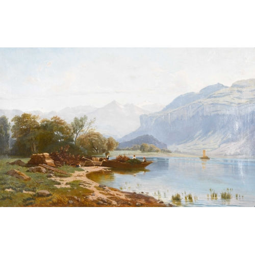 FRIEDRICH ZIMMERMANN : Sommerliche Uferpartie bei Brienz (DOBIASCHOFSKY AUKTIONEN AG)
