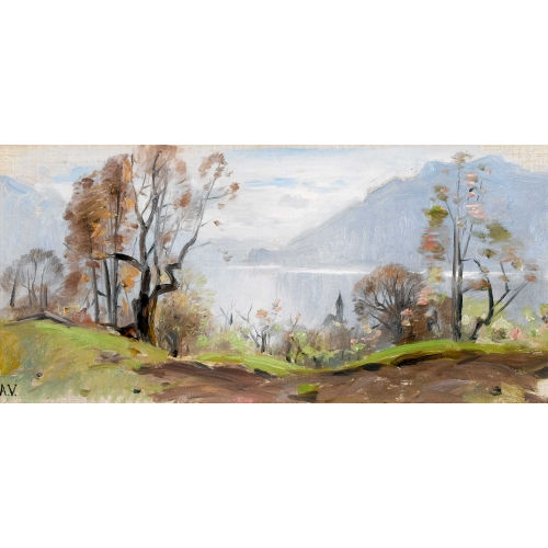 AUGUSTE LOUIS VEILLON : Herbstliches Seeufer (DOBIASCHOFSKY AUKTIONEN AG)