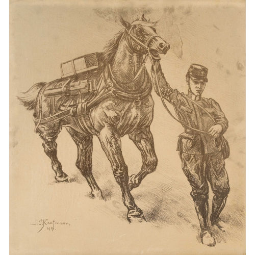 JOSEF CLEMENS KAUFMANN : Kavallerist mit Pferd (DOBIASCHOFSKY AUKTIONEN AG)