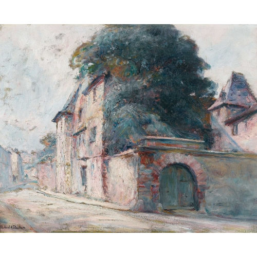 ROBERT ANTOINE PINCHON : Strassenpartie in der Normandie mit stattlichem Haus (DOBIASCHOFSKY AUKTIONEN AG)