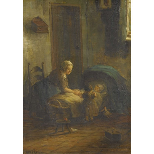 CARL AUGUST STREEFKERK : Interieur mit Grossmutter und ihren Enkeln (DOBIASCHOFSKY AUKTIONEN AG)