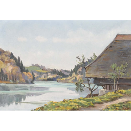 ERNEST HIRAM BR�LHART : Bauernhaus am Seeufer (DOBIASCHOFSKY AUKTIONEN AG)