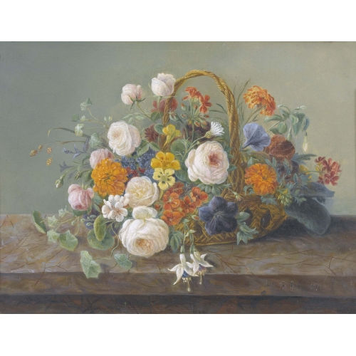 ANNA EMILIA GRAF-REINHART : Stillleben mit Blumen in einem Korb (DOBIASCHOFSKY AUKTIONEN AG)