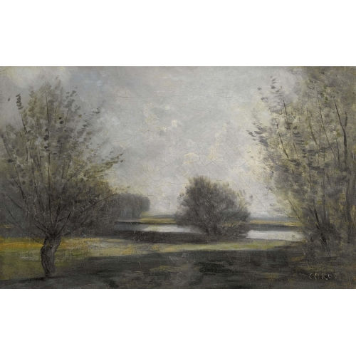 JEAN-BAPTISTE CAMILLE COROT : Flusslandschaft mit B�umen (DOBIASCHOFSKY AUKTIONEN AG)