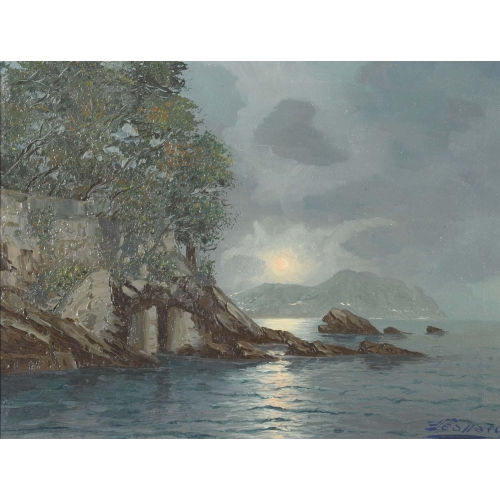 SAVERIO SEASSARO : Mondnacht an der K�ste bei Nervi (DOBIASCHOFSKY AUKTIONEN AG)