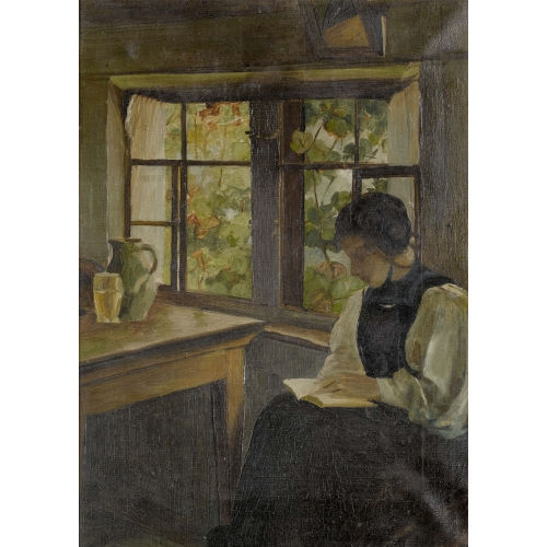 HANS BACHMANN : Lesende Frau am Fenster (DOBIASCHOFSKY AUKTIONEN AG)