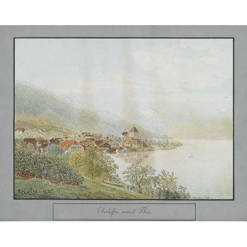 BALTHASAR ANTON DUNKER : 'Oberhofen unweit Thun' (DOBIASCHOFSKY AUKTIONEN AG)
