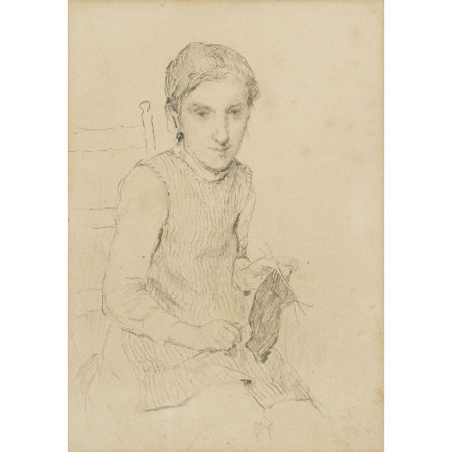 ALBERT ANKER : Strickendes M�dchen (DOBIASCHOFSKY AUKTIONEN AG)