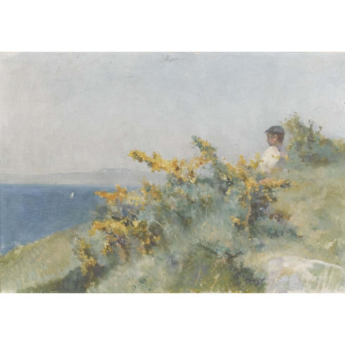 GUSTAV VON STEIGER : Sommerliche Wiese oberhalb des Neuenburgersees (DOBIASCHOFSKY AUKTIONEN AG)