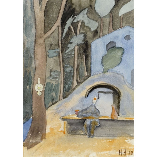 HERMANN HESSE : Vor dem Grotto Cavicc im Wald unterhalb von Montagnola (DOBIASCHOFSKY AUKTIONEN AG)