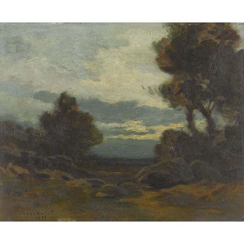 PAUL ANDR� JEAN ESCHBACH : Abendlandschaft mit Staffage (DOBIASCHOFSKY AUKTIONEN AG)