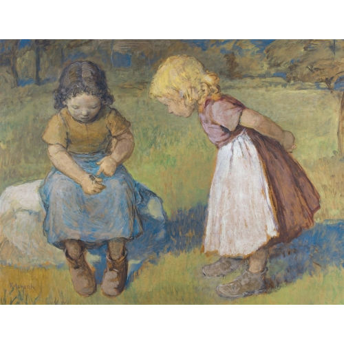 KARL SCHENK : Neugierige M�dchen mit einem Maik�fer (DOBIASCHOFSKY AUKTIONEN AG)