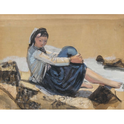 MAURICE BARRAUD : Sitzende Frau am Strand (DOBIASCHOFSKY AUKTIONEN AG)