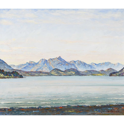 LOUIS D�RR : Thunerseelandschaft mit Stockhornkette (DOBIASCHOFSKY AUKTIONEN AG)