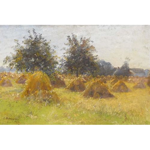 EUG�NE JULES DELAHOGUE : Sommerfeld mit Heuschober (DOBIASCHOFSKY AUKTIONEN AG)