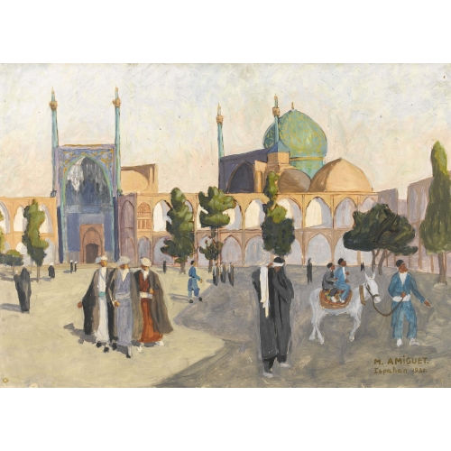 MARCEL AMIGUET : Der belebte Meidan-e Emam Platz in Isfahan (DOBIASCHOFSKY AUKTIONEN AG)