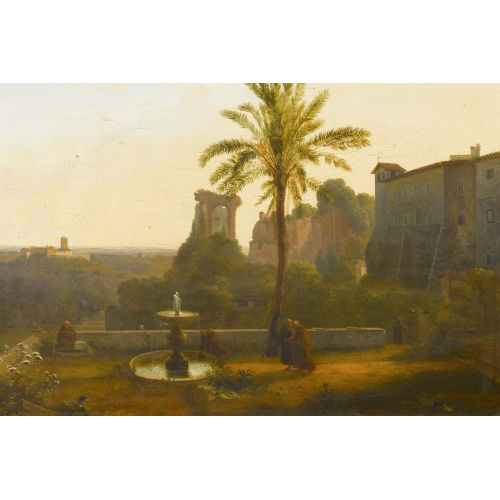 MAXIMILIEN DE MEURON : Italienische Landschaft mit M�nchen am Brunnen (DOBIASCHOFSKY AUKTIONEN AG)
