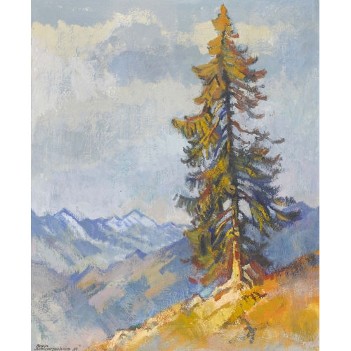 ARMIN SCHWARZENBACH : Herbstliche Landschaft mit Nadelbaum (DOBIASCHOFSKY AUKTIONEN AG)