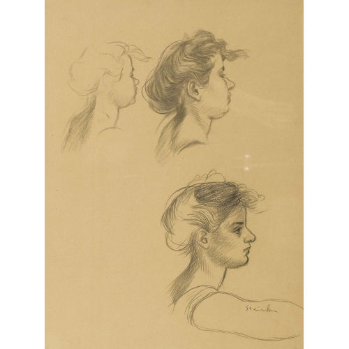 TH�OPHILE-ALEXANDRE STEINLEN : Studienblatt mit drei Frauenk�pfen (DOBIASCHOFSKY AUKTIONEN AG)