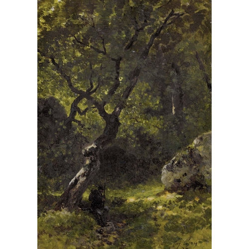 EUG�NE CIC�RI : Waldpartie mit Rastendem (DOBIASCHOFSKY AUKTIONEN AG)
