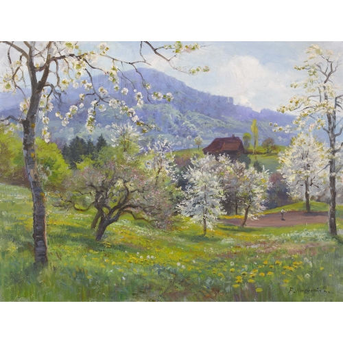 FRITZ-�DOUARD HUGUENIN-LASSAUGUETTE : 'Cerisiers fleuris' (DOBIASCHOFSKY AUKTIONEN AG)