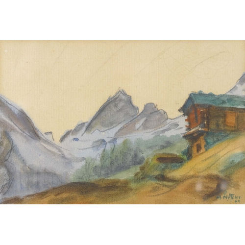ALBERT NYFELER : Berglandschaft mit Bergh�tte (DOBIASCHOFSKY AUKTIONEN AG)