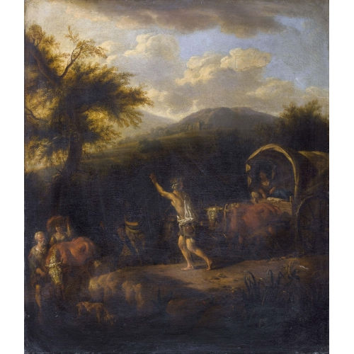 PIER FRANCESCO MOLA : Arkadische Landschaft mit Planwagen (DOBIASCHOFSKY AUKTIONEN AG)