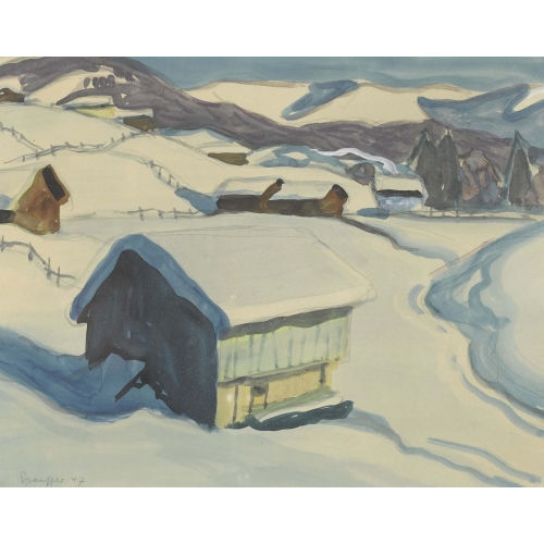 FRED STAUFFER : Verschneite Berglandschaft (DOBIASCHOFSKY AUKTIONEN AG)