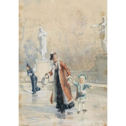 �DOUARD RAVEL : Eisvergn�gen mit eleganter Dame und M�dchen (DOBIASCHOFSKY AUKTIONEN AG)