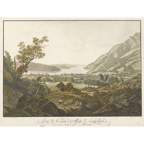 FRANZ HEGI : 'Contr�e de la Ruine du Village de Goldau avec la vue du lac de Zug et du bourg d′Arth' (DOBIASCHOFSKY AUKTIONEN AG)