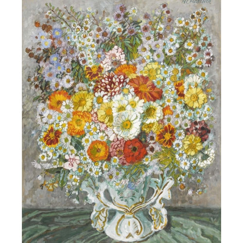 HENRI-CLAUDIUS FORESTIER : �ppiges Blumenbouquet in Porzellanvase (DOBIASCHOFSKY AUKTIONEN AG)