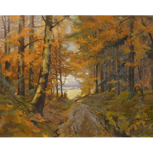 CHARLES PARISOD : Herbstlicher Waldweg (DOBIASCHOFSKY AUKTIONEN AG)